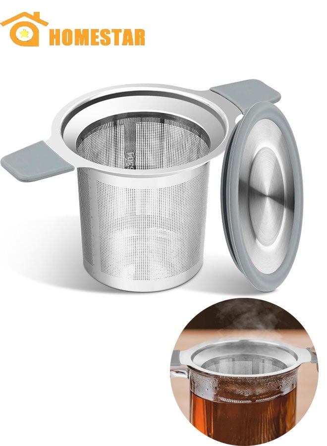 هومستر فلاتر نقع الشاي، فلتر شاي الأوراق المفتوحة من الفولاذ المقاوم للصدأ مع مقبض مزدوج مقاوم للحرارة، كرات نقع دقيقة جدًا، حامل فلتر للانتشار للكؤوس - Image 1