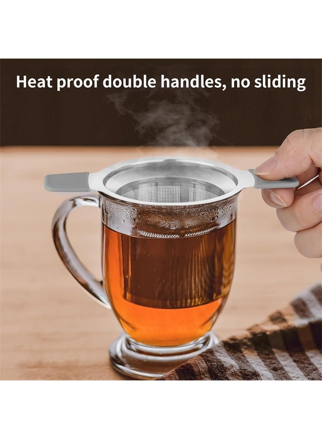 هومستر فلاتر نقع الشاي، فلتر شاي الأوراق المفتوحة من الفولاذ المقاوم للصدأ مع مقبض مزدوج مقاوم للحرارة، كرات نقع دقيقة جدًا، حامل فلتر للانتشار للكؤوس - Image 4