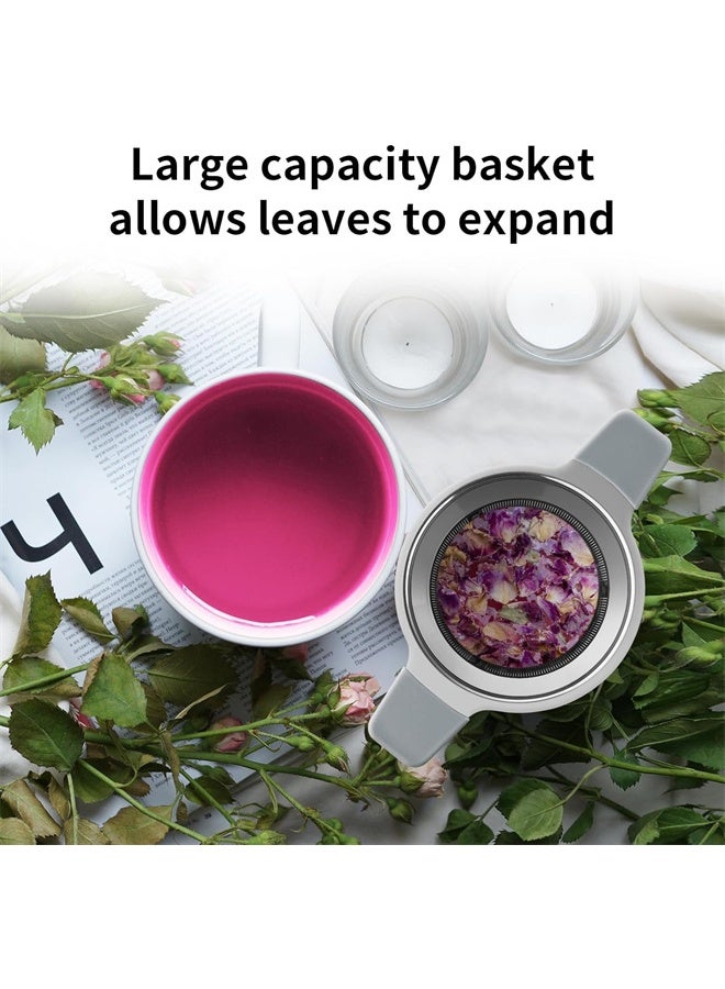 هومستر فلاتر نقع الشاي، فلتر شاي الأوراق المفتوحة من الفولاذ المقاوم للصدأ مع مقبض مزدوج مقاوم للحرارة، كرات نقع دقيقة جدًا، حامل فلتر للانتشار للكؤوس - Image 3