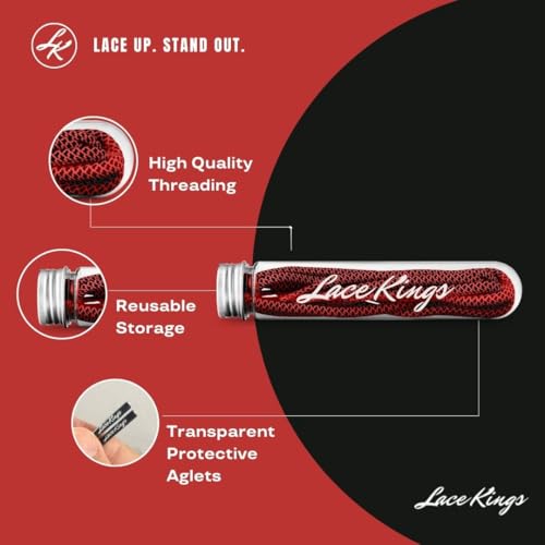 Lace Kings رباط أحذية كينغز الدائري (أحمر/أسود - 36 بوصة) - Image 2