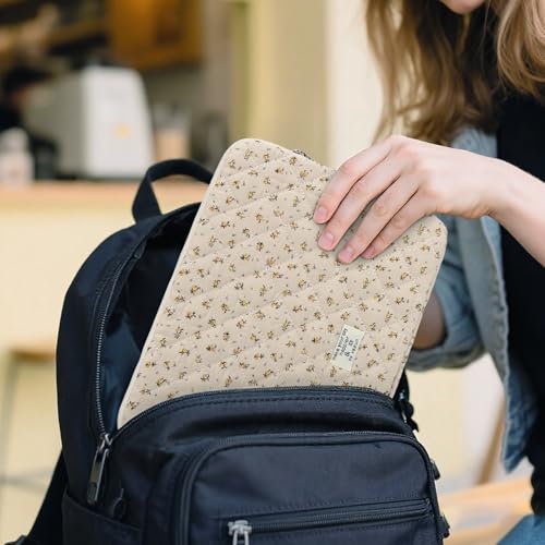 BBIQI Puffy Laptop Sleeve 13-15.6 Inch Cute Quilted Laptop Protective Case Padded Floral Computer Sleeve for MacBook (A-Yellow, 15 Inch) - Image 5