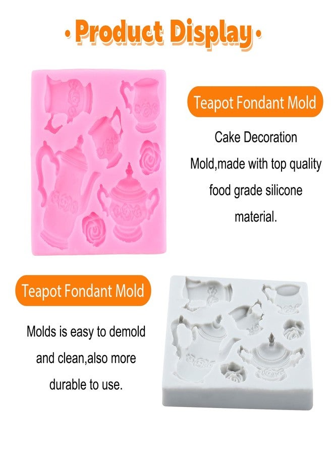 RFGHAC Teapot and Teacup Fondant Mold Teapot Silicone Molds for Cake Decorating Cupcake Topper Chocolate Candy Sugar Gum Paste Set Of 2 - Image 3