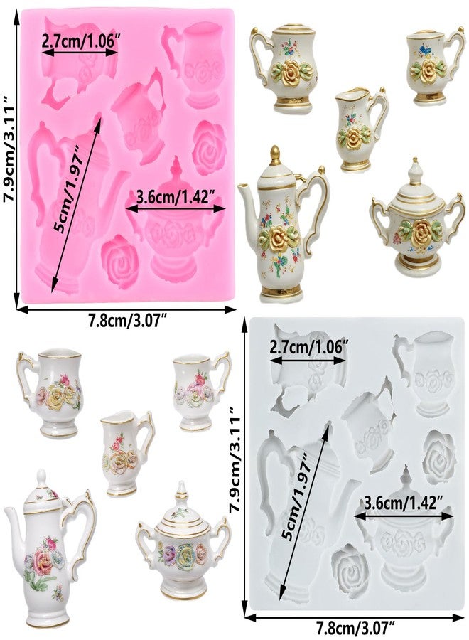 RFGHAC Teapot and Teacup Fondant Mold Teapot Silicone Molds for Cake Decorating Cupcake Topper Chocolate Candy Sugar Gum Paste Set Of 2 - Image 2