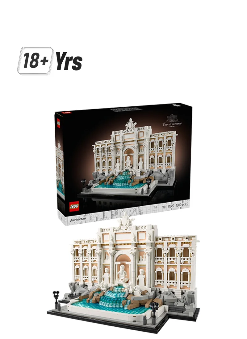LEGO Architecture Trevi Fountain - Baroque Monument Model Kit with Palazzo Poli Facade & Minifigure Sculptures - Home or Office Decor DIY Set for Adults - Gift for History-Loving Men & Women - 21062 (1880 pieces)