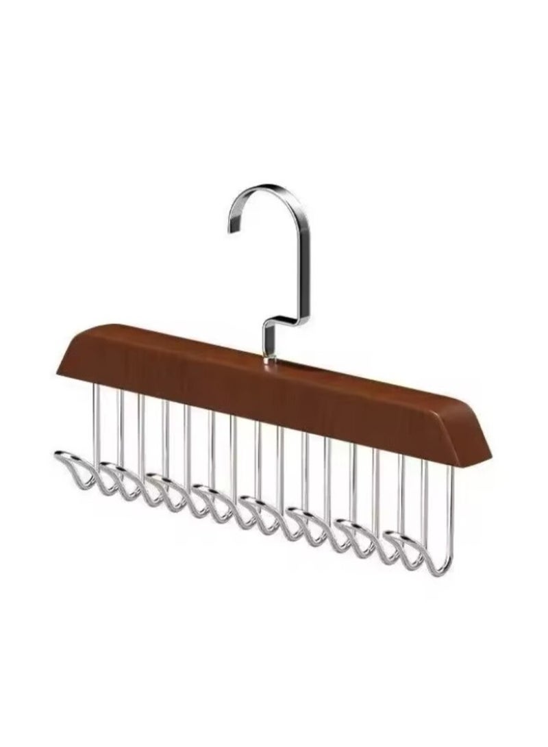 1Pack Smart Hook Clothes Hanger and Organizer with 8 Hooks for Organizing Scarves, Women's Underwear, and Men's Tie Puller - 8 Hook Closet Hanger and Organizer - Organize clothes and save space with this unique piece; Perfect for organizing pants, scarves, and ties smoothly and easily - Multi-Hook Clothes Organizer - 8 Stainless Steel Hooks - Space Saving and Smart Design - Perfect for Pants and Scarves - Image 1