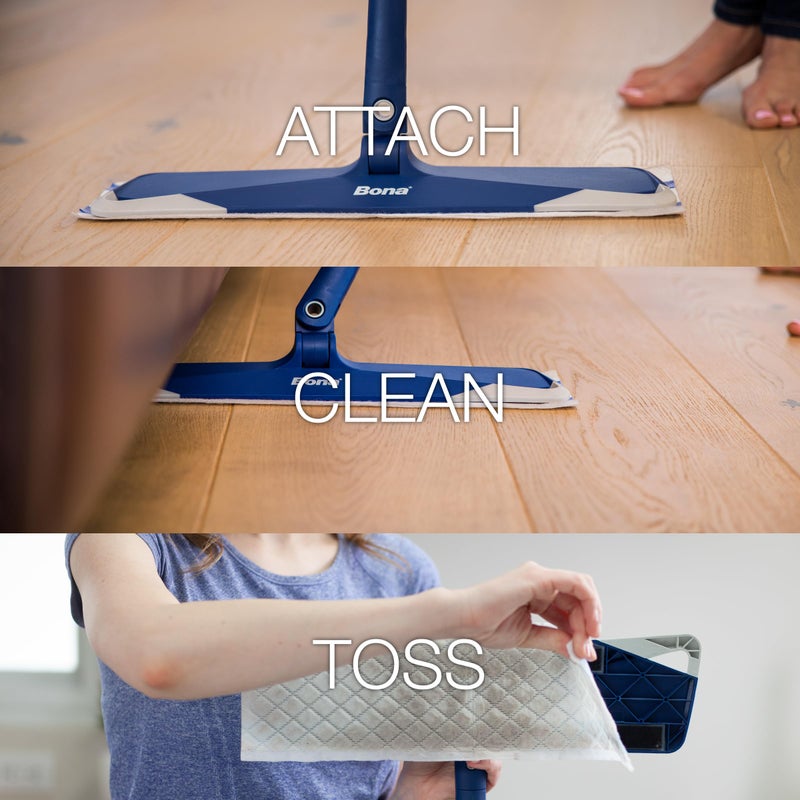 BONA وسادات تنظيف رطبة قابلة للتخلص من Bona للأرضيات الخشبية - 12 وسادة تنظيف لكل عبوة - بدون رائحة - استخدم مع ممسحات Bona - حل تنظيف للأرضيات الخشبية خالي من البقايا - Image 5