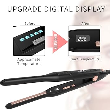K&K KK Upgrade Pencil Straighteners Mini Straight and Curler Hair Straightener Thin Ceramic Floating Plate Auto Shut Off Flat Iron for Women Short Hair Men Beard 03 Inch Black - Image 4