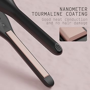 K&K KK Upgrade Pencil Straighteners Mini Straight and Curler Hair Straightener Thin Ceramic Floating Plate Auto Shut Off Flat Iron for Women Short Hair Men Beard 03 Inch Black - Image 3