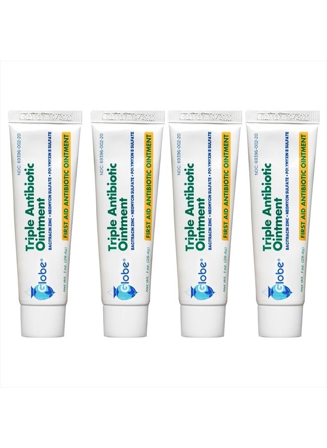 Globe (4 Pack) Globe Triple Antibiotic First Aid Ointment, 1 oz, First Aid Antibiotic Ointment, 24-Hour Infection Protection, Wound Care Treatment for Minor Scrapes, Burns and Cuts  - Image 1