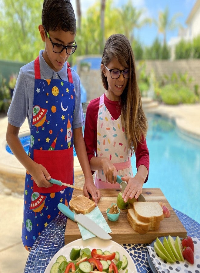 هاند ستاند كيتشين طقم سكاكين مطبخ هاندستاند مكون من 3 قطع، مقاسات 5 و6 و7 بوصات، مسننة وخالية من مادة BPA، لطهي آمن للأطفال - Image 4