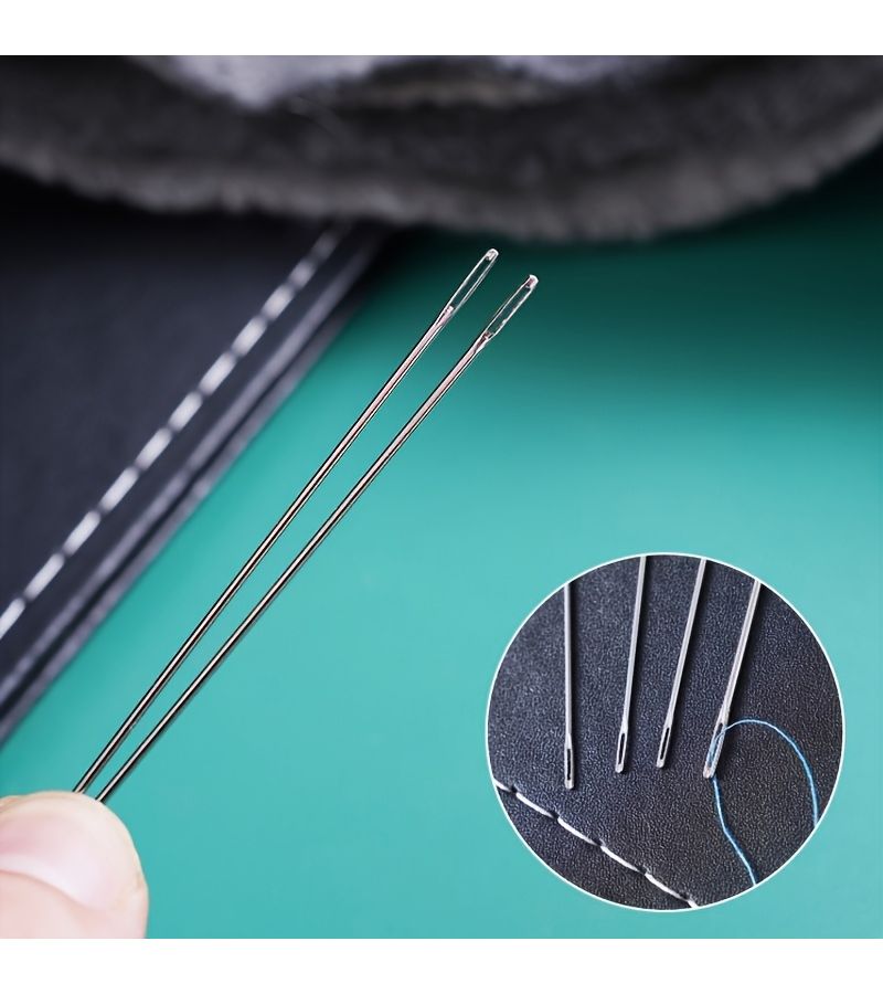 20 Piece Thimble and Needle Threader Set with Large Eye Steel Sewing Needles - Image 5