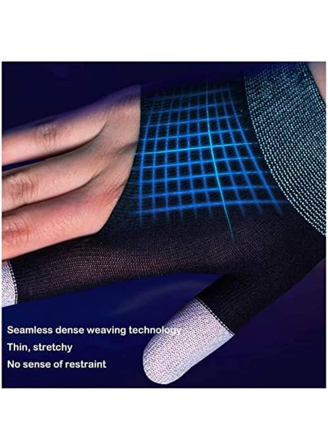 بيوينتي بالإضافة إلى 2 قفازات ألعاب مطورة، زوج واحد مع قطعتين من أكمام إصبع الألعاب، ألياف فضية G1، قفازات إصبع مقاومة للتعرق قابلة للتنفس، حافظة إصبع لألعاب الهاتف المحمول Pu Bg، 1 زائد 2 حزمة - Image 3