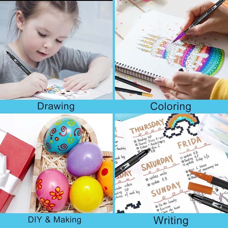 Dual Brush Markers 72 Vibrant Water-Based Colors Dual-Ended Design - Odorless Non-Toxic Quick-Drying Ink Coloring Pens for Kids Students Artists Coloring Books Bullet Journaling Craft Projects - Image 5