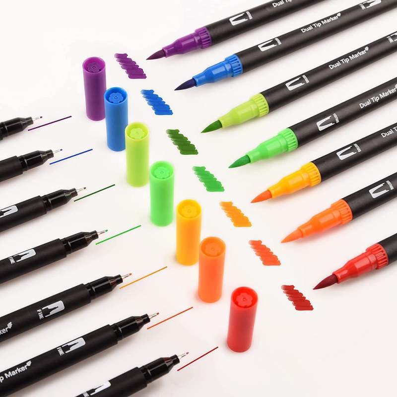 Dual Brush Markers 72 Vibrant Water-Based Colors Dual-Ended Design - Odorless Non-Toxic Quick-Drying Ink Coloring Pens for Kids Students Artists Coloring Books Bullet Journaling Craft Projects - Image 3