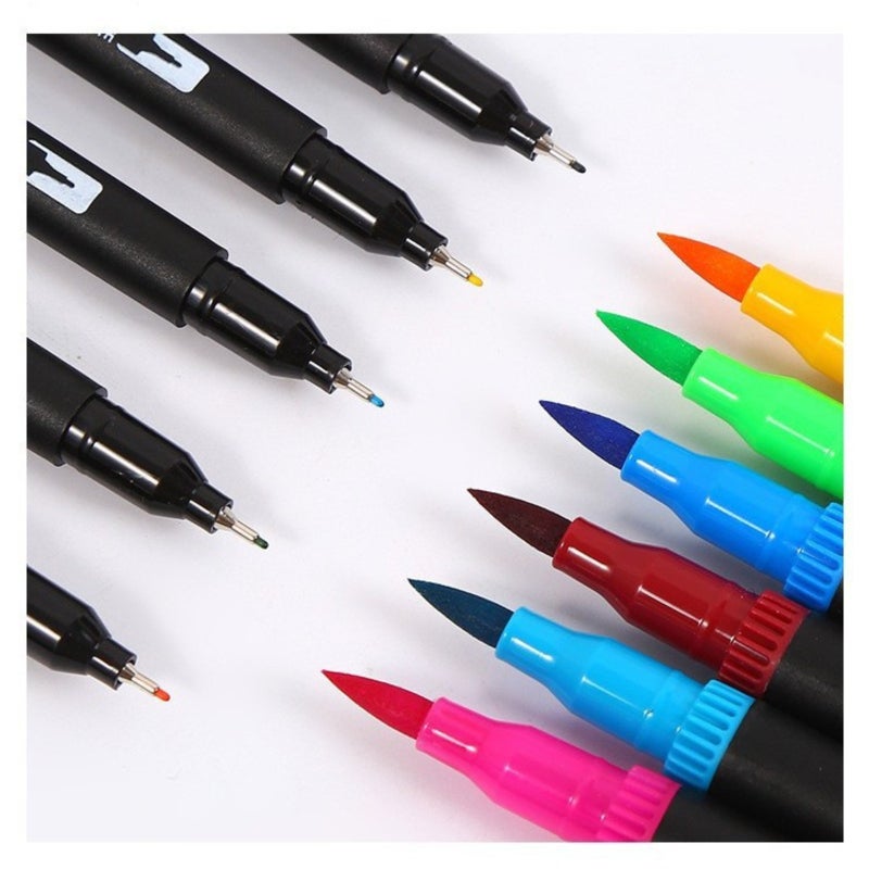 Dual Brush Markers 72 Vibrant Water-Based Colors Dual-Ended Design - Odorless Non-Toxic Quick-Drying Ink Coloring Pens for Kids Students Artists Coloring Books Bullet Journaling Craft Projects - Image 2