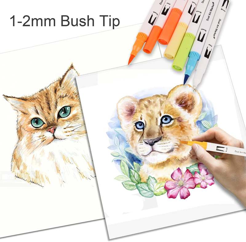 Dual Brush Markers 72 Vibrant Water-Based Colors Dual-Ended Design - Odorless Non-Toxic Quick-Drying Ink Coloring Pens for Kids Students Artists Coloring Books Bullet Journaling Craft Projects - Image 4