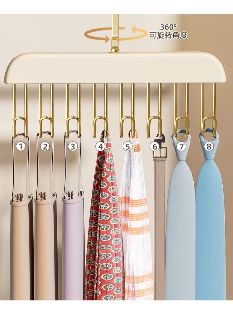 Anti slip multi hook hanger, 360 degree 8-hook space saving hanger, multifunctional anti slip storage hanger, multi hook hanger, tie, scarf, socks - Image 1
