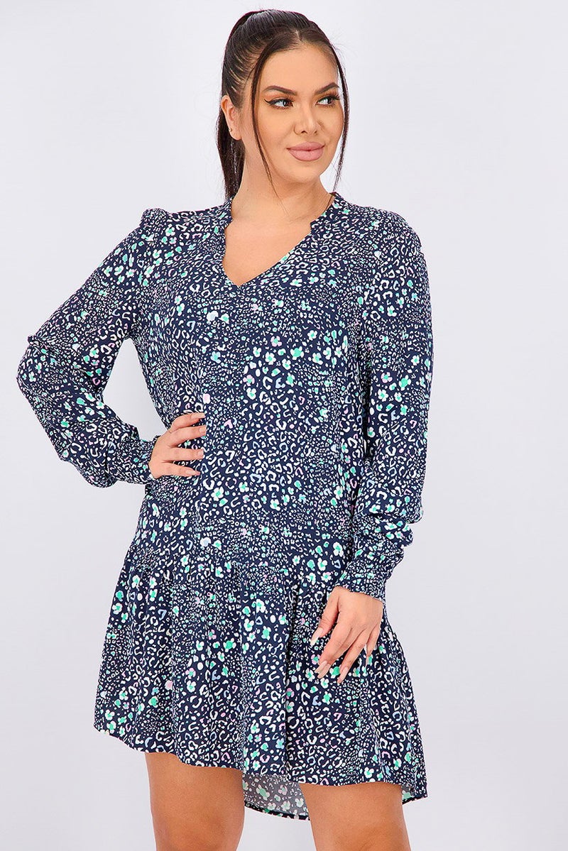 Tchibo فستان ميني مطبوع بالكامل للنساء، مجموعة بحرية - Image 1