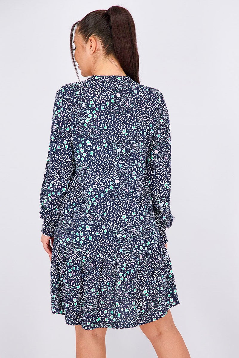 Tchibo فستان ميني مطبوع بالكامل للنساء، مجموعة بحرية - Image 4