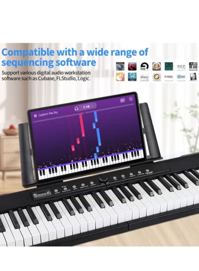 والالا لوحة مفاتيح بيانو رقمية كهربائية للمبتدئين مكونة من 88 مفتاحًا مع مفاتيح نصف مرجحة بالحجم الكامل، ودواسة استدامة، ومصدر طاقة، وحامل، وحقيبة حمل، وسماعات رأس - Image 4