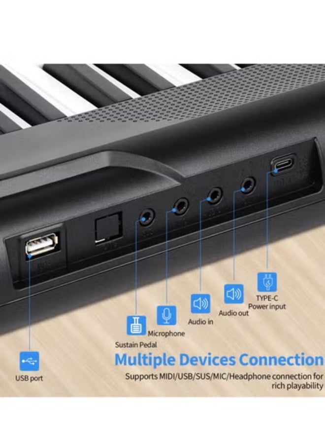 والالا لوحة مفاتيح بيانو رقمية كهربائية للمبتدئين مكونة من 88 مفتاحًا مع مفاتيح نصف مرجحة بالحجم الكامل، ودواسة استدامة، ومصدر طاقة، وحامل، وحقيبة حمل، وسماعات رأس - Image 5