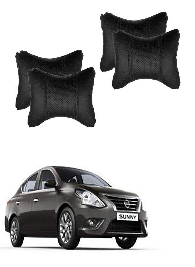 Adroitz Black Neck Rest Soft Cushion in Leatherette Material Football Design for Car (Pair of 2)_209 - Image 1