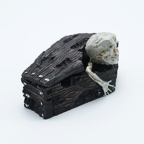 Kocris Casa Skull Aquarium Fish Reptile Tank Decoration Resin Cave House Skeleton Small Pet Decorative Landscape Terrarium Ornament Halloween Décor for Snake Lizard Spider Tanks - Image 2