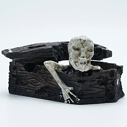 Kocris Casa Skull Aquarium Fish Reptile Tank Decoration Resin Cave House Skeleton Small Pet Decorative Landscape Terrarium Ornament Halloween Décor for Snake Lizard Spider Tanks - Image 4