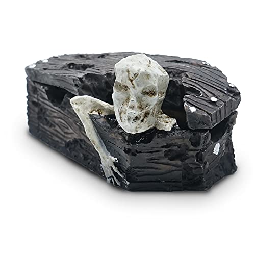 Kocris Casa Skull Aquarium Fish Reptile Tank Decoration Resin Cave House Skeleton Small Pet Decorative Landscape Terrarium Ornament Halloween Décor for Snake Lizard Spider Tanks - Image 1