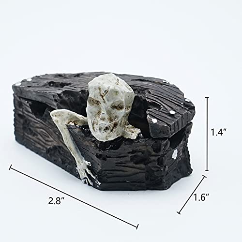 Kocris Casa Skull Aquarium Fish Reptile Tank Decoration Resin Cave House Skeleton Small Pet Decorative Landscape Terrarium Ornament Halloween Décor for Snake Lizard Spider Tanks - Image 5