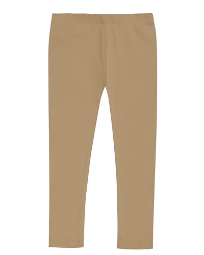 City Threads Girls Leggings 100% Cotton for School Uniform Sports or Play Perfect for Sensitive Skin or SPD Sensory Friendly Clothing (Dark Khaki, 10) - Image 1