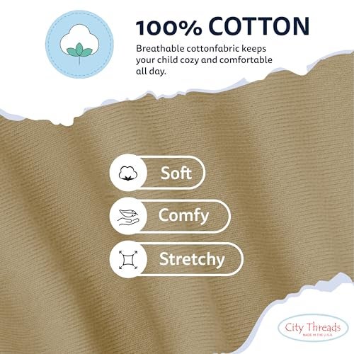 City Threads Girls Leggings 100% Cotton for School Uniform Sports or Play Perfect for Sensitive Skin or SPD Sensory Friendly Clothing (Dark Khaki, 10) - Image 5