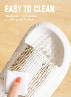 HomarKet Pillow Slippers Soft Shower Slippers for Women and Men Non Slip Quick Drying Shower Slides Bathroom Sandals with Ultra Cushion and Thick Sole  - Image 4