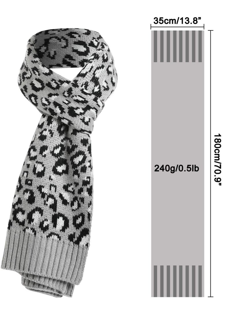 SYOSI Leopard Print Winter Knit Set - Stylish & Warm Bobble Hat, Scarf, Gloves Combo for Women and Girls - Touchscreen Compatible, Ideal for Outdoor Activities - Image 4
