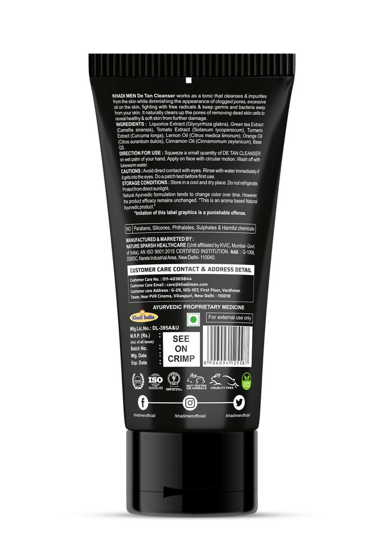KHADI MEN - Khadi Men De tan Face Cleanser 100ml Brightens & lightens the skin - Image 1