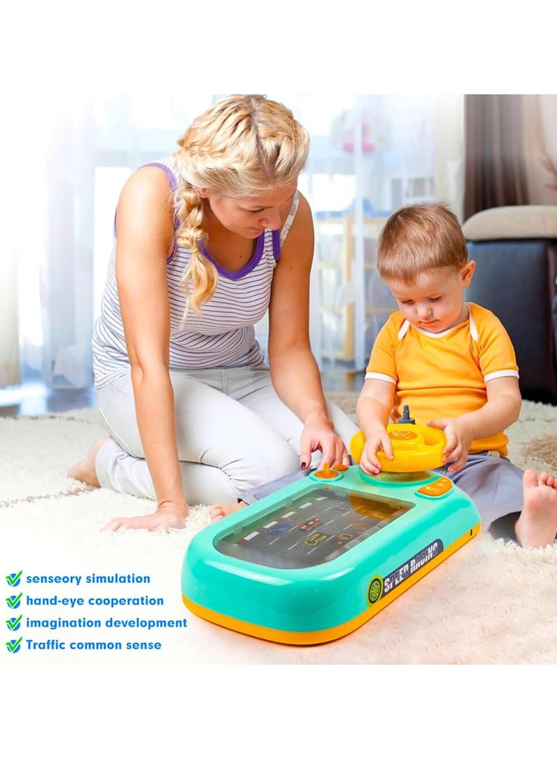 م.ا & ف'س ألعاب عجلة القيادة الموسيقية للأولاد من سن 4 إلى 6 سنوات، لعبة سباق سيارات محاكاة قيادة للأطفال الصغار مع صوت، مناسبة للأطفال من سن 3 سنوات فما فوق، لعبة سباق سيارات تعليمية تفاعلية للأولاد والبنات - Image 2