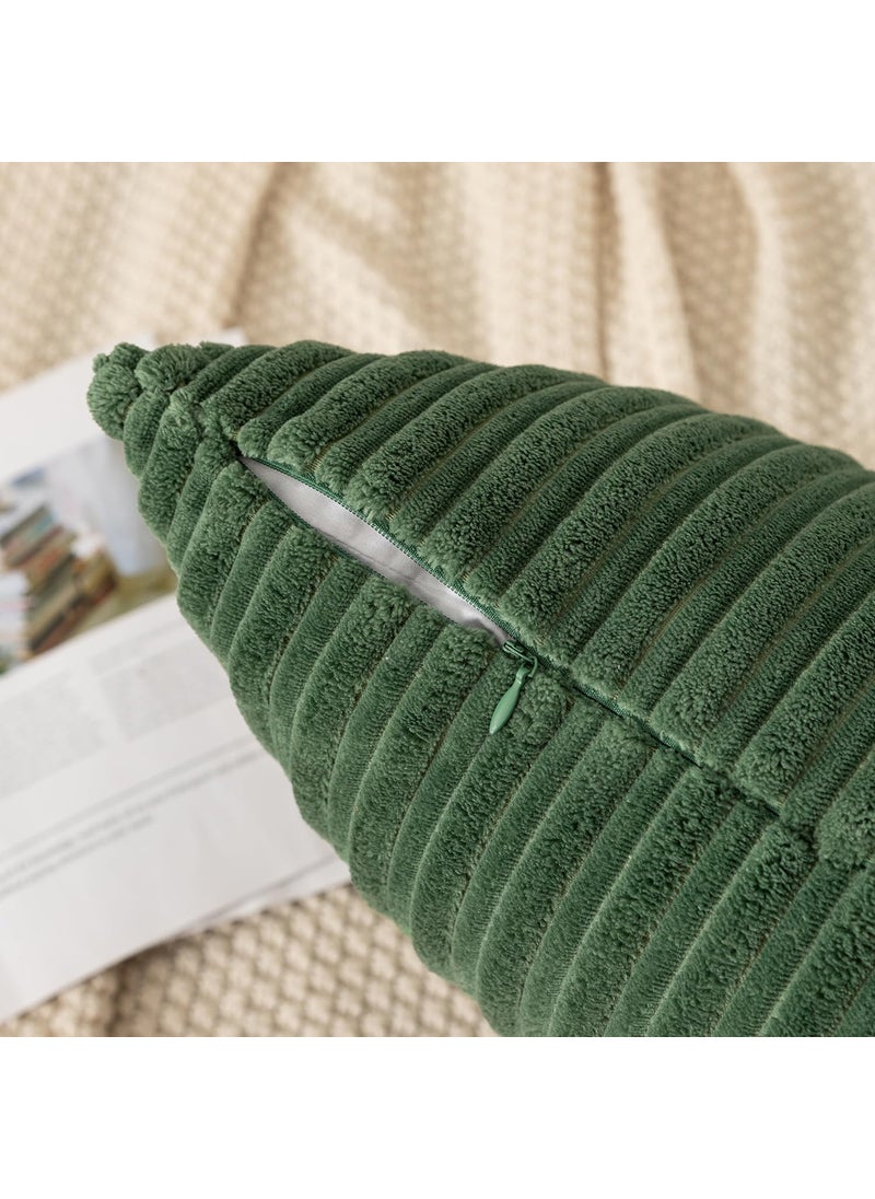 K KEVIN TEXTILE Kevin Textile Pack of 2 Corduroy Soft Soild Decorative Square Throw Pillow Covers Set Cushion Cases Pillowcases for Sofa Bedroom Car 24 x 24 Inch 61 x 61 Cm Moss Green  - Image 2