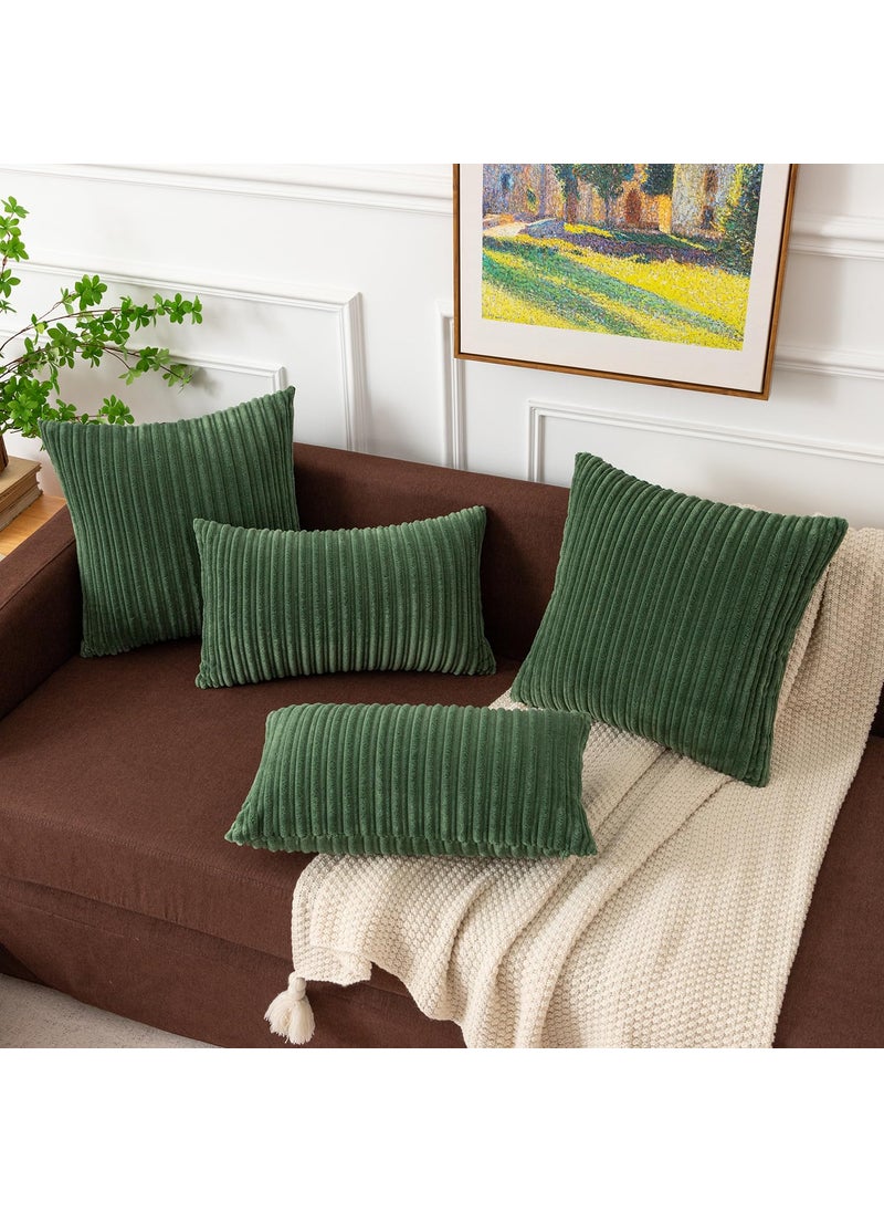K KEVIN TEXTILE Kevin Textile Pack of 2 Corduroy Soft Soild Decorative Square Throw Pillow Covers Set Cushion Cases Pillowcases for Sofa Bedroom Car 24 x 24 Inch 61 x 61 Cm Moss Green  - Image 5