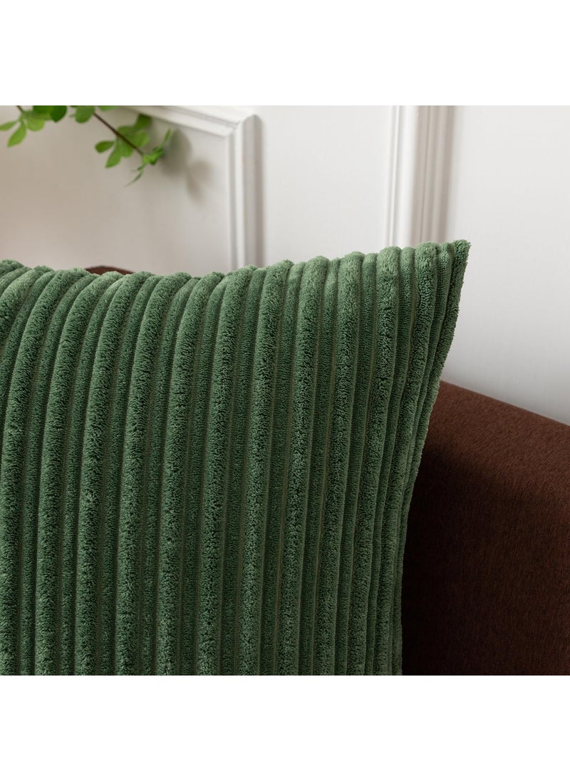 K KEVIN TEXTILE Kevin Textile Pack of 2 Corduroy Soft Soild Decorative Square Throw Pillow Covers Set Cushion Cases Pillowcases for Sofa Bedroom Car 24 x 24 Inch 61 x 61 Cm Moss Green  - Image 3