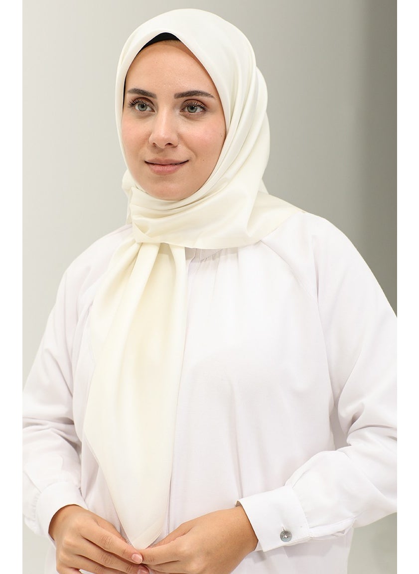 Sefa Merve Plain Scarf 1266-34 Off White  - Image 1