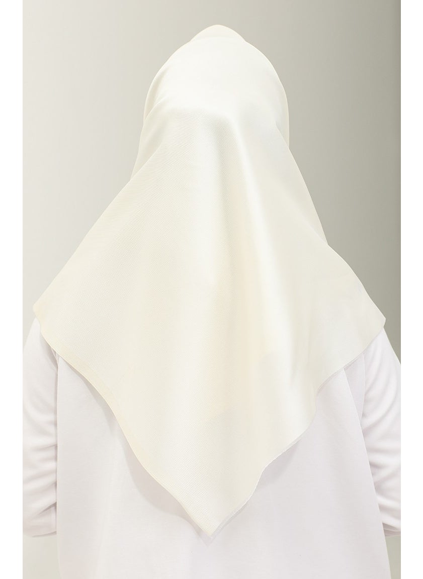 Sefa Merve Plain Scarf 1266-34 Off White  - Image 3