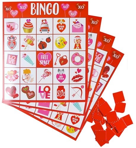 Iconikal Valentines Day 32 Player Bingo Game Set Classroom Group Activity Fun Interactive Learning School Plus Bonus Game - Image 1
