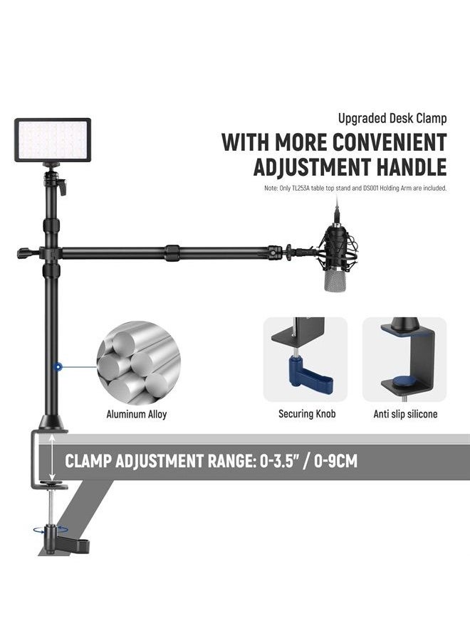 Neewer - NEEWER Tabletop Overhead Camera Mount Stand with 2 Section Telescopic Extension Arm, Phone Holder, Ball Heads, Screw Adapters, Desk Light Stand for Camera, Phone, Webcam, Ring Light, TL253A+DS001 - Image 1