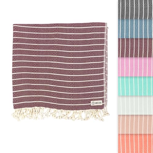 Sand Cloud Turkish Beach Towel - Sand Proof - 100% Certified Organic Turkish Towel - Quick Dry Towel for Beach, Picnic, Blanket or Bath - As Seen on Shark Tank - Gocek Burgundy - Image 1