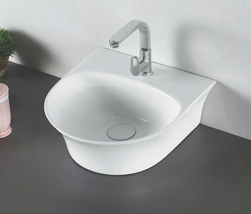 SYON Syon SWING Premium Ceramic Wall Mount Table Top Wash Basin 13 inch x 14 inch  - Image 2