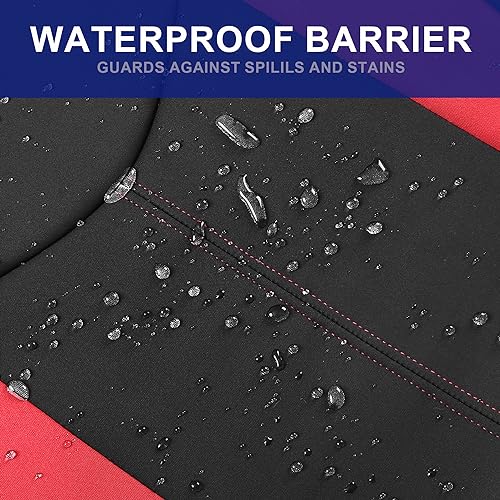 CAROMOP Neoprene Car Seat Cover 2 Front Seats, Waterproof Seat Covers for Cars, Universal Fit for Most Car Interior Covers-Sedan Truck SUV(Black/Red) - Image 3