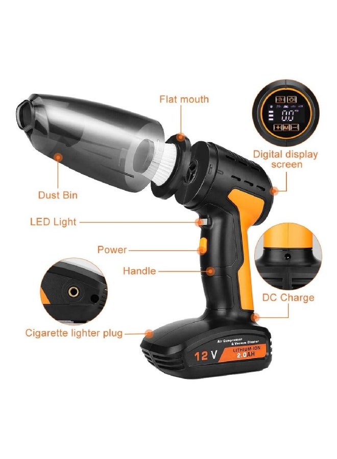 أوتو سمارت مكنسة كهربائية محمولة بضاغط هواء 12 فولت 4 في 1، برتقالي وأسود، 26 × 9 × 21 سم CT02223 - Image 2