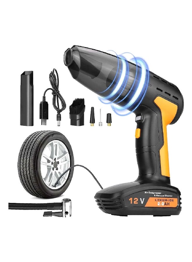 أوتو سمارت مكنسة كهربائية محمولة بضاغط هواء 12 فولت 4 في 1، برتقالي وأسود، 26 × 9 × 21 سم CT02223 - Image 1