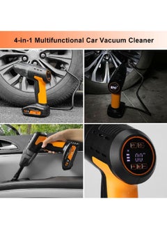 AUTOSMART 12V 4-In-1 Wireless Portable Air Compressor Vacuum Cleaner Orange and Black 26 x 9 x 21 cm CT02223  - Image 4