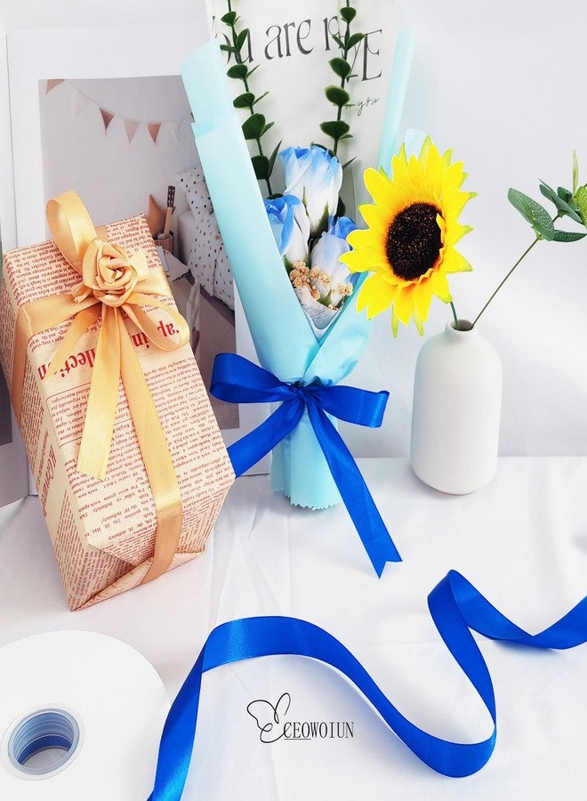 CEOWOIUN 7/8 in Blue Satin Ribbon 100Yards, Polyester Ribbon for Wedding,Hair String for Craft, Flower Bouquets,Gift Wrapping,Easter Graduation Decor - Image 3